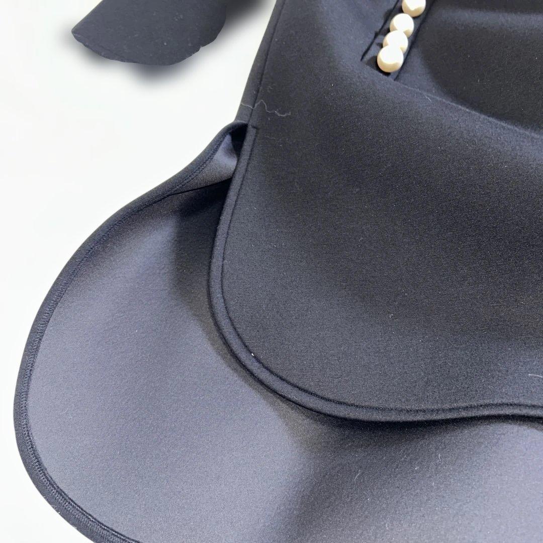 [美品]trefleトレフルノーカラーパールポケットボンディングコート黒Fサイズ