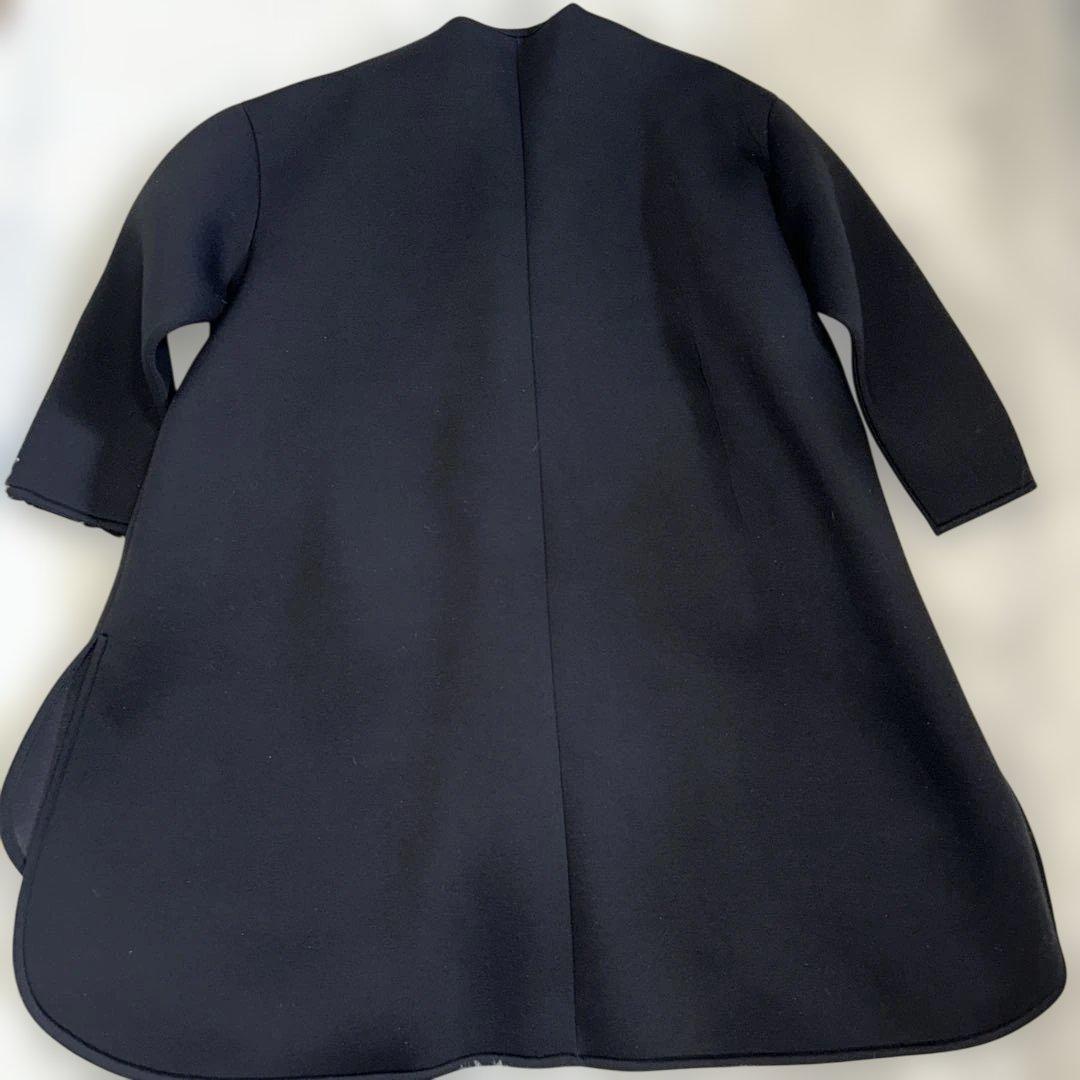 [美品]trefleトレフルノーカラーパールポケットボンディングコート黒Fサイズ