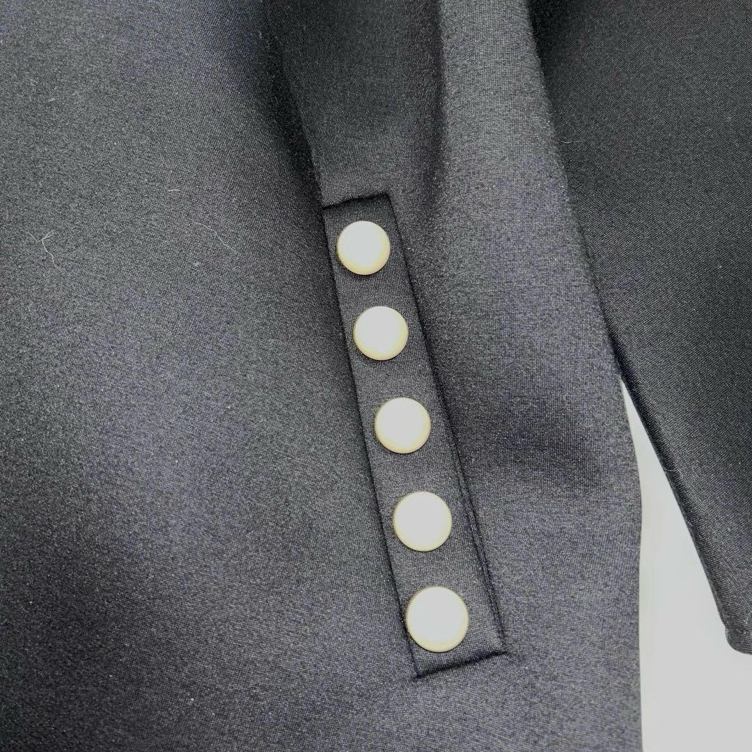 [美品]trefleトレフルノーカラーパールポケットボンディングコート黒Fサイズ