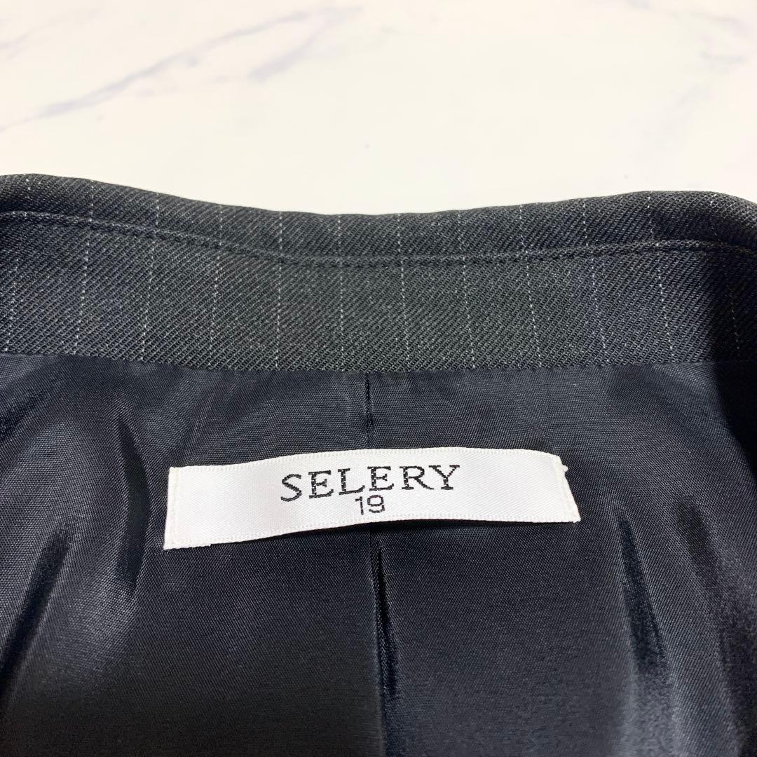 【洗える　特大4L！】セロリー　3ピースセットアップ　高級事務服　ストライプ