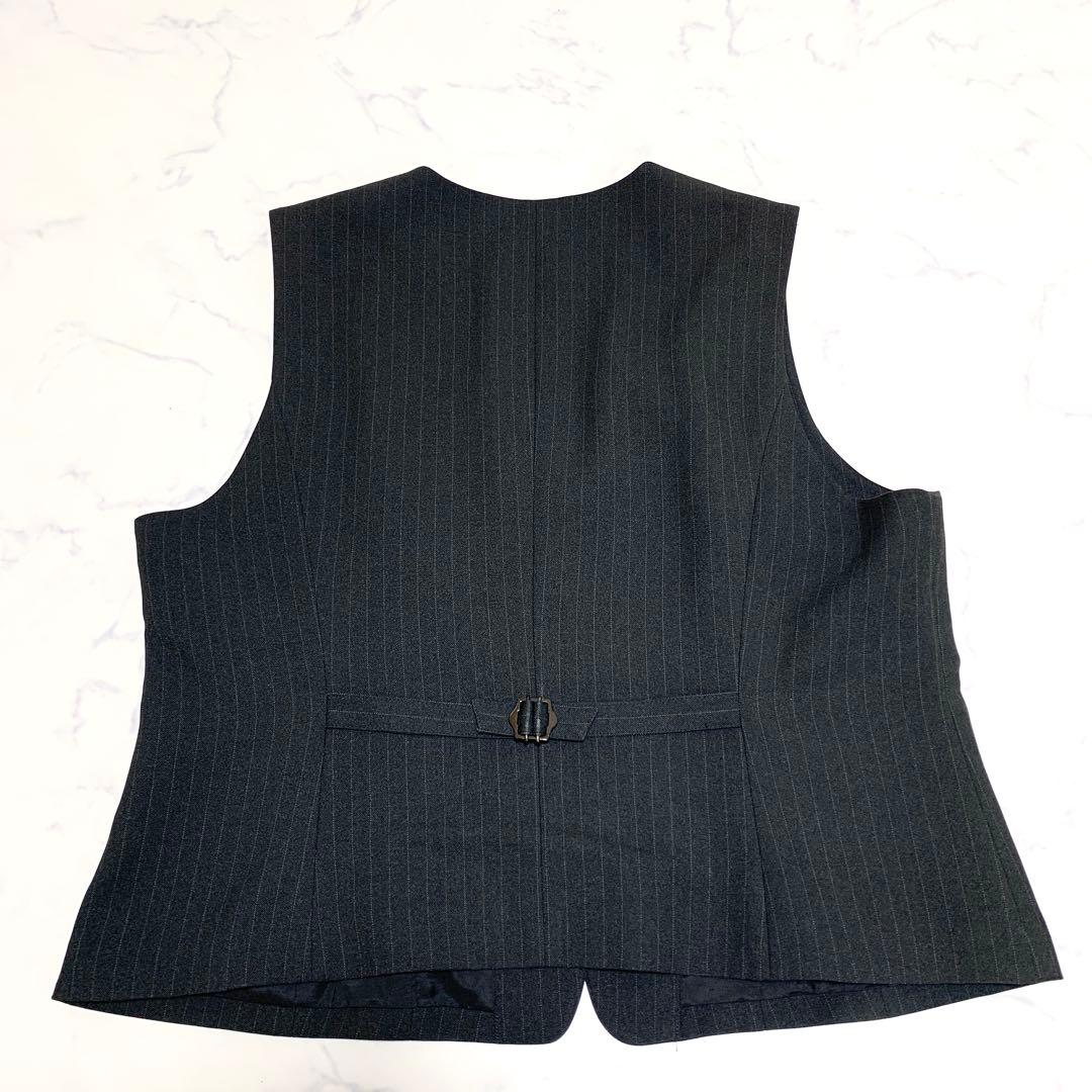 【洗える　特大4L！】セロリー　3ピースセットアップ　高級事務服　ストライプ