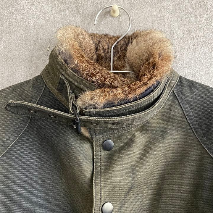 SHELLAC ミリタリーコート ジャケット ファー付 カーキ 古着 90s
