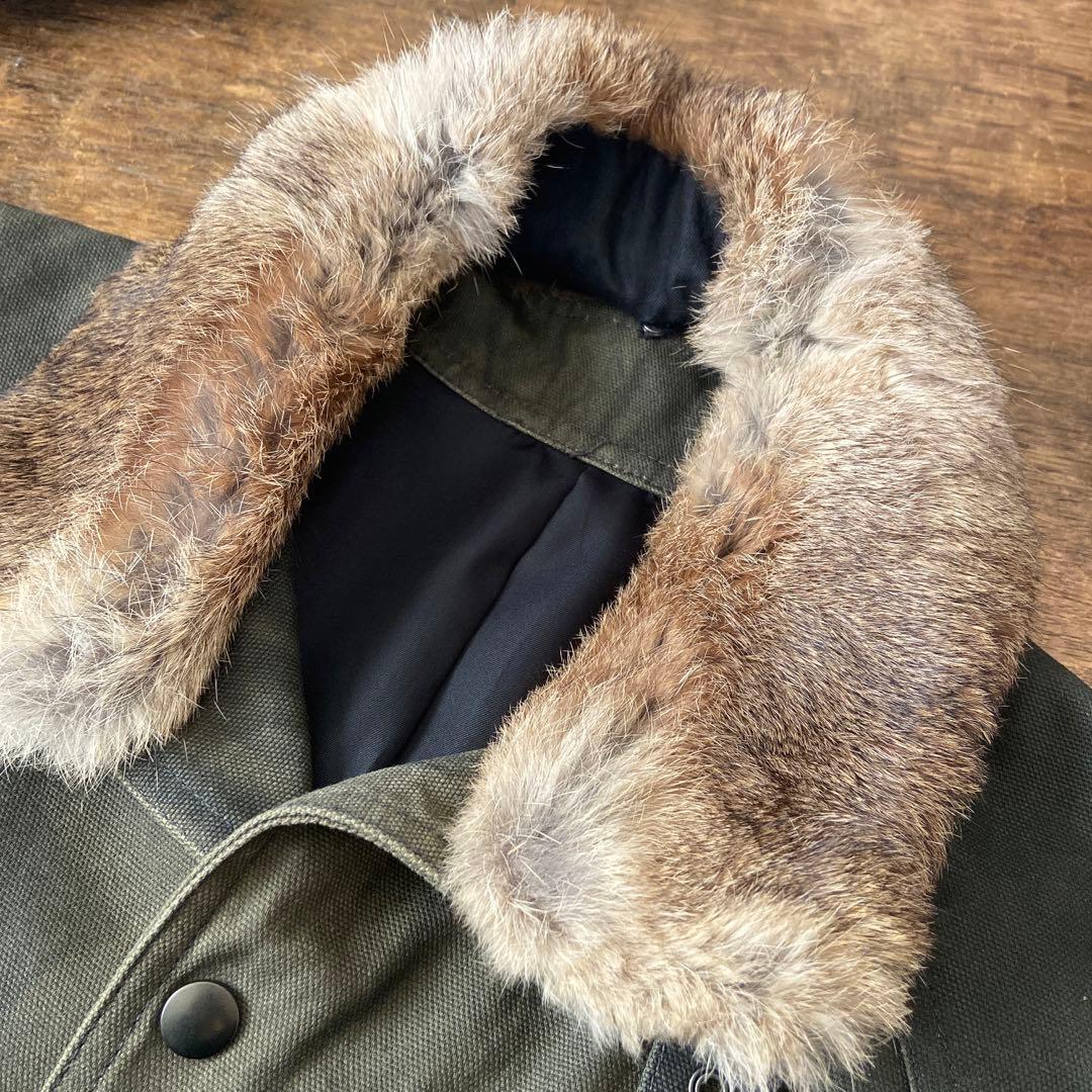 SHELLAC ミリタリーコート ジャケット ファー付 カーキ 古着 90s