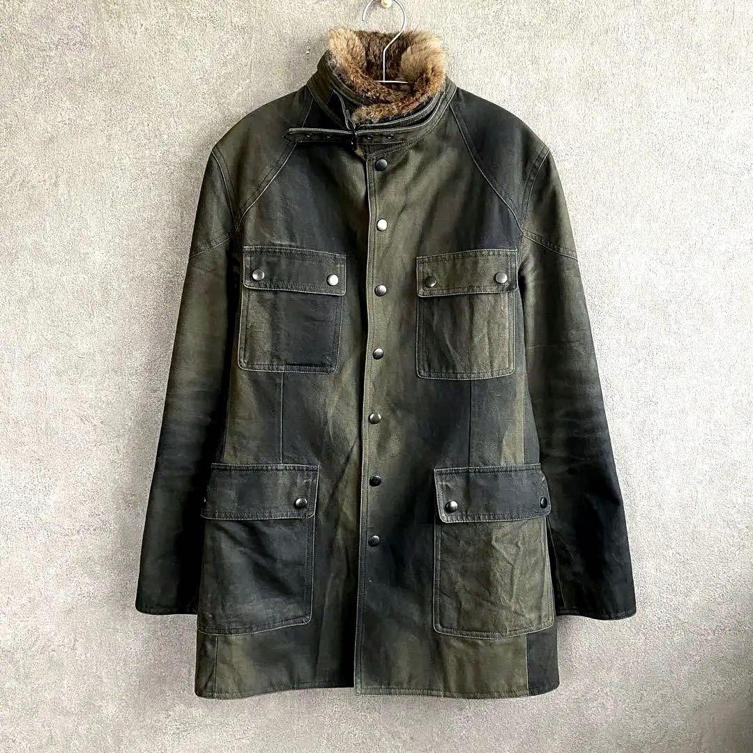 SHELLAC ミリタリーコート ジャケット ファー付 カーキ 古着 90s