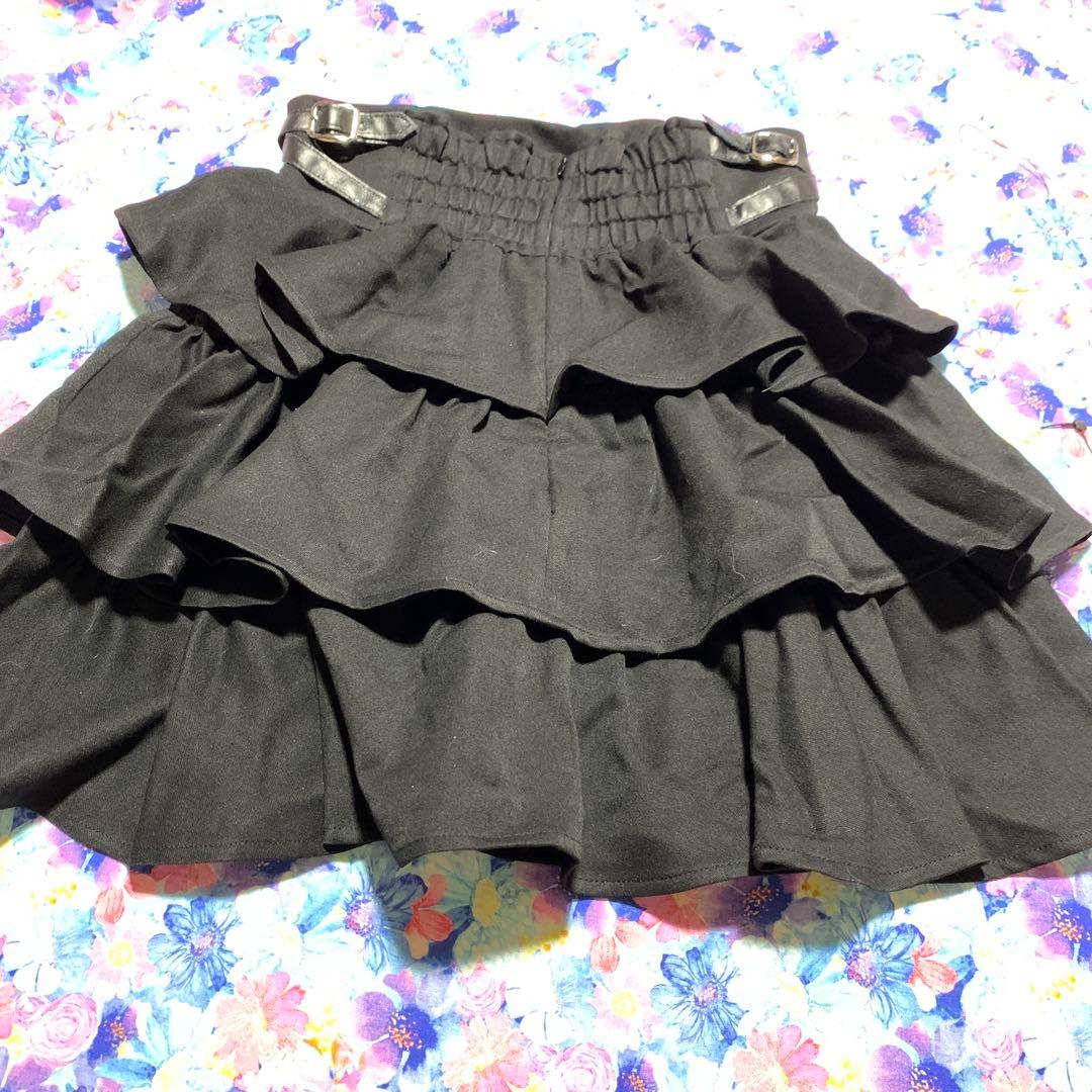 Piumフリル ブラック フレアスカート FREE