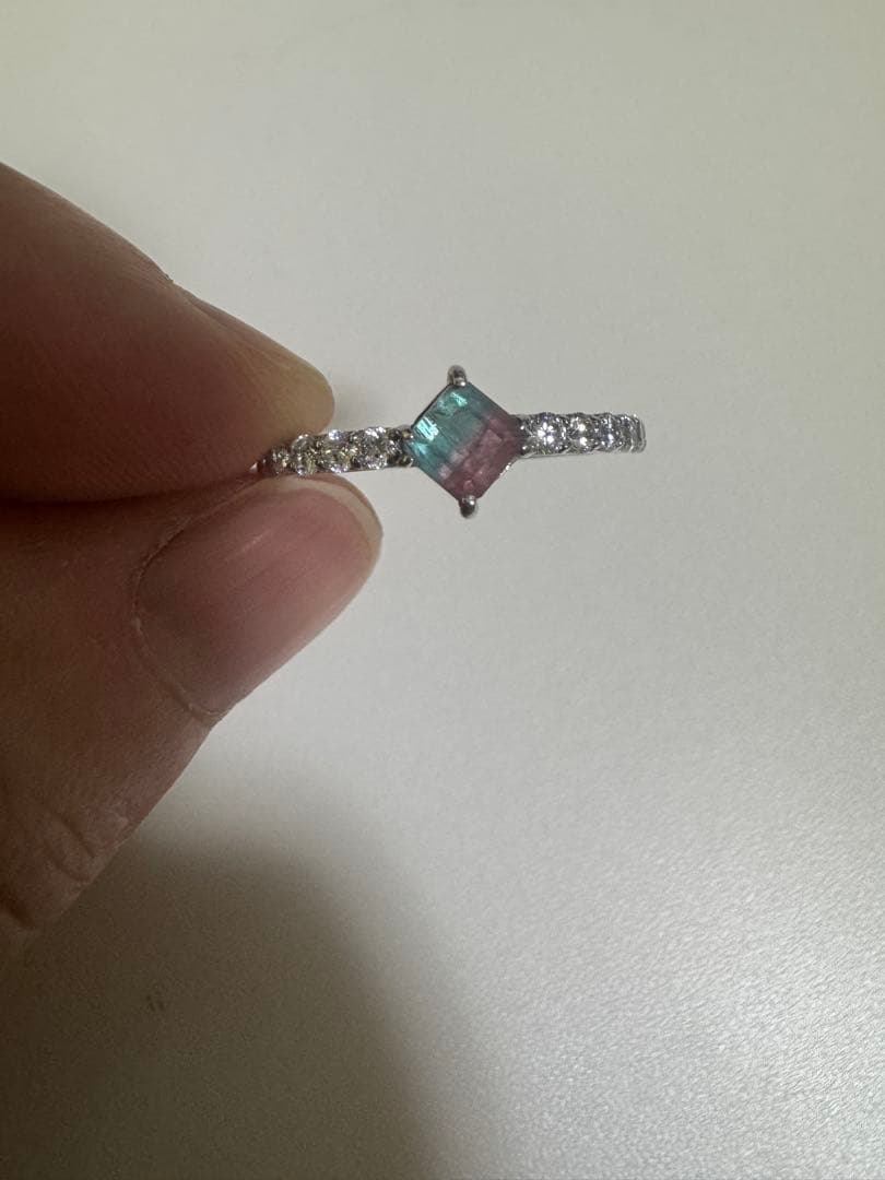 バイカラートルマリンのシルバーリング15号