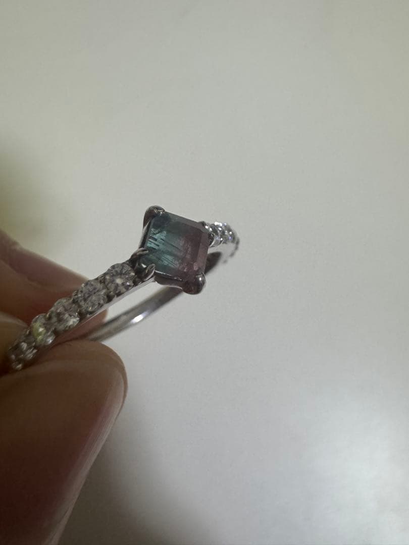 バイカラートルマリンのシルバーリング15号