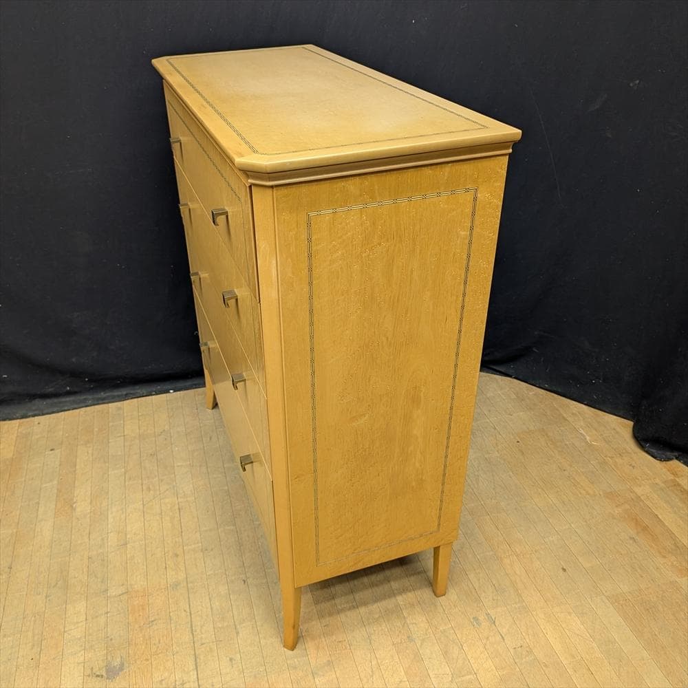 バーズアイ メープル　象嵌　リビングチェスト　整理箪笥　タンス　チェスト　たんす