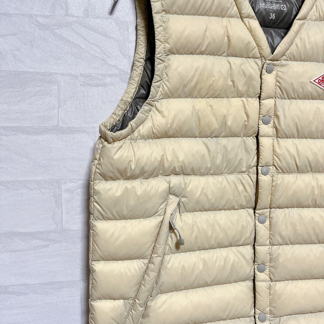 《美品》ダントンDANTON インナーダウンベスト ベージュ36 Vネック
