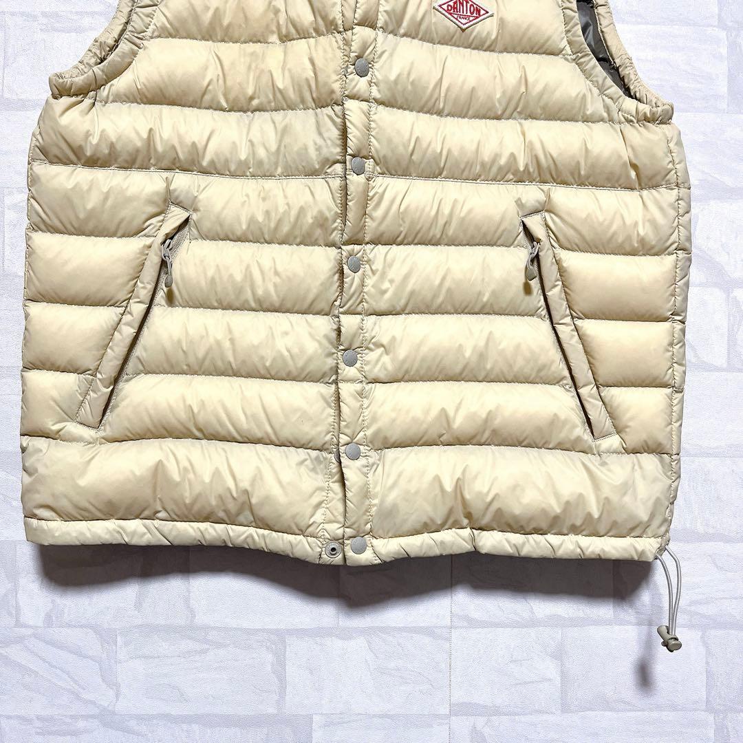 《美品》ダントンDANTON インナーダウンベスト ベージュ36 Vネック