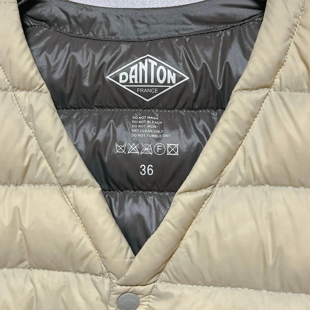 《美品》ダントンDANTON インナーダウンベスト ベージュ36 Vネック