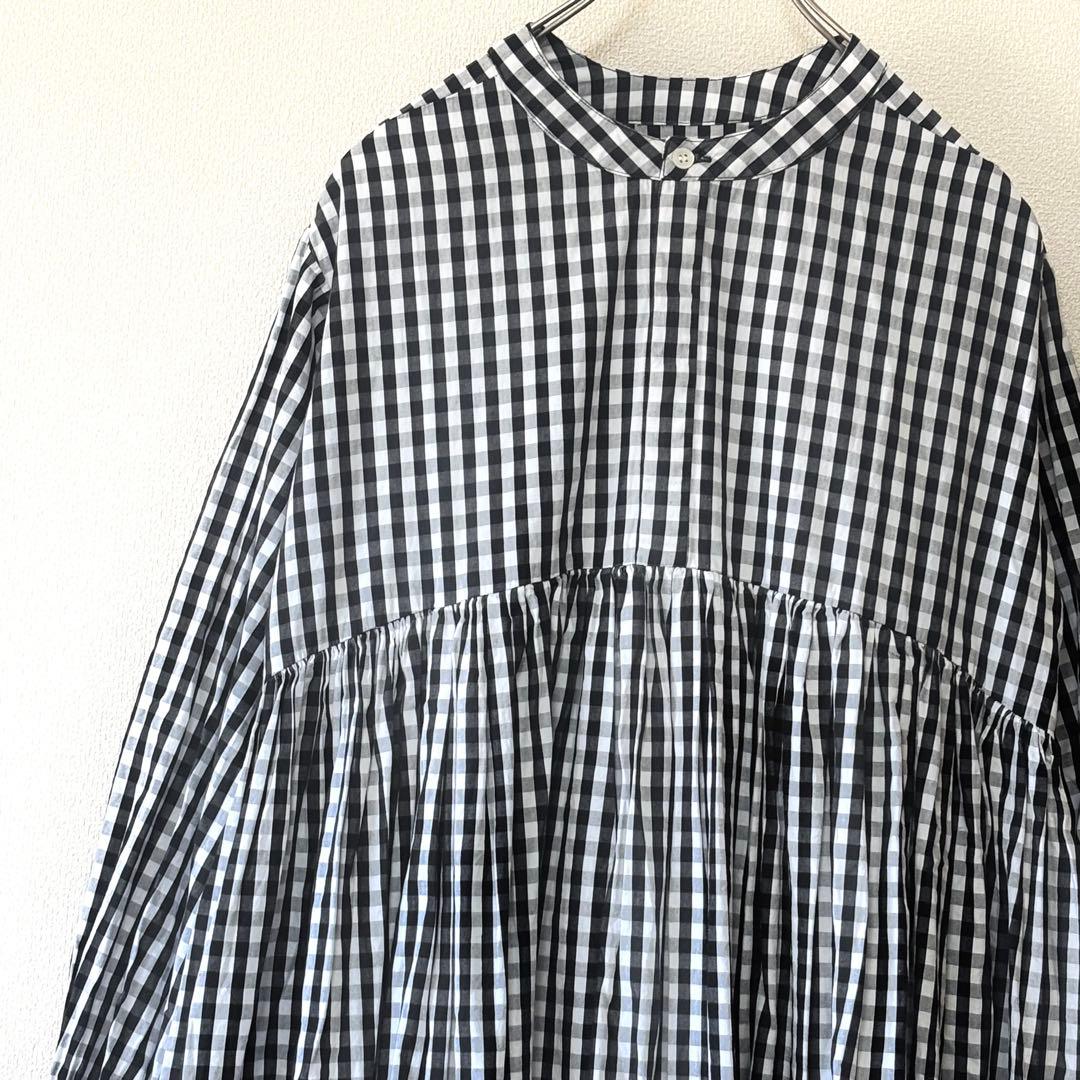 ✨極美品✨ビアズリー　先染め　ギャザーチュニック　ギンガムチェック　綿100%