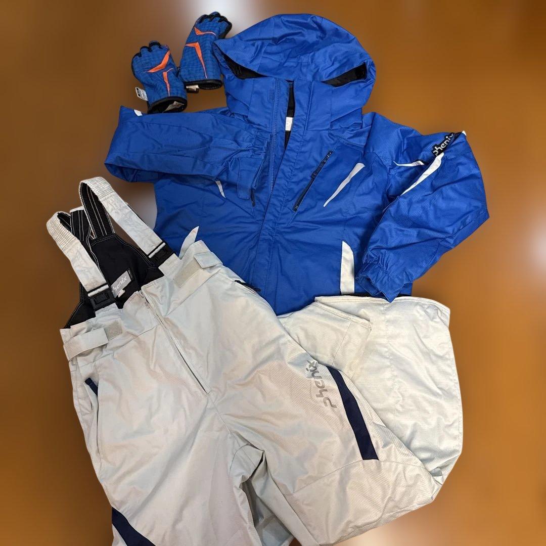 phenix スキーウェア 青 サロペット 手袋付き