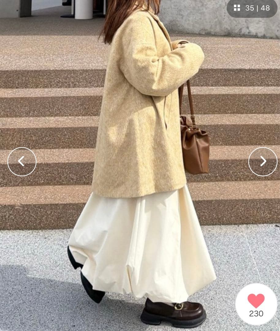 OLUN サイドボタンシャギーコート⭐︎ライトベージュ