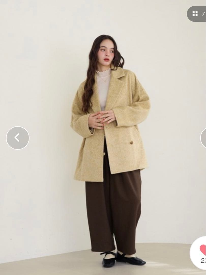 OLUN サイドボタンシャギーコート⭐︎ライトベージュ