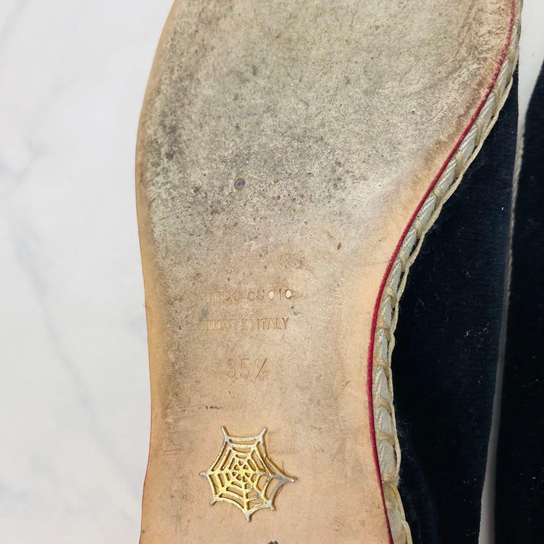 【美品】シャルロットオリンピア　ベロア　猫モチーフ　フラットシューズ 35½