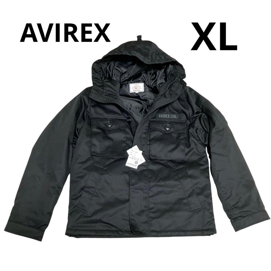 【未使用】AVIREX アヴィレックス ミリタリージャケット フード XL 黒