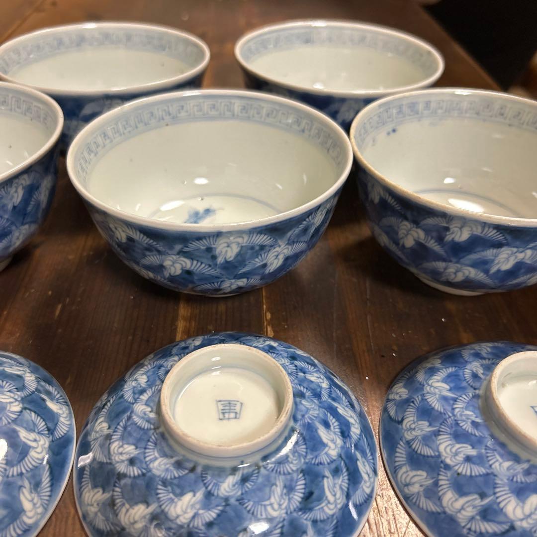 ア*ル様 古伊万里　手描き　江戸期　江戸時代　幕末　骨董品　龍の図　蓋付き　飯碗