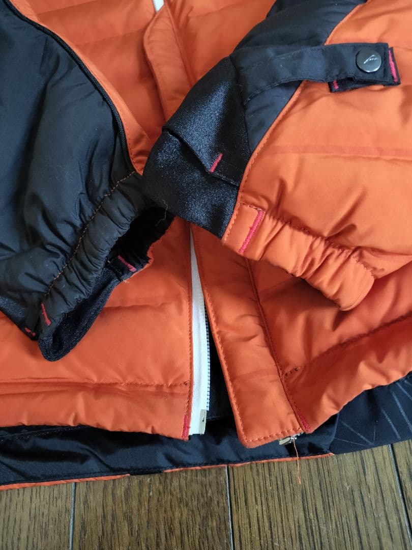 K-2825 ホワイトグースダウンジャケット LL オレンジ/黒（収納袋付）