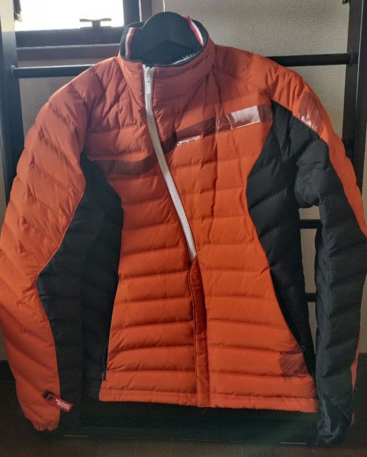 K-2825 ホワイトグースダウンジャケット LL オレンジ/黒（収納袋付）