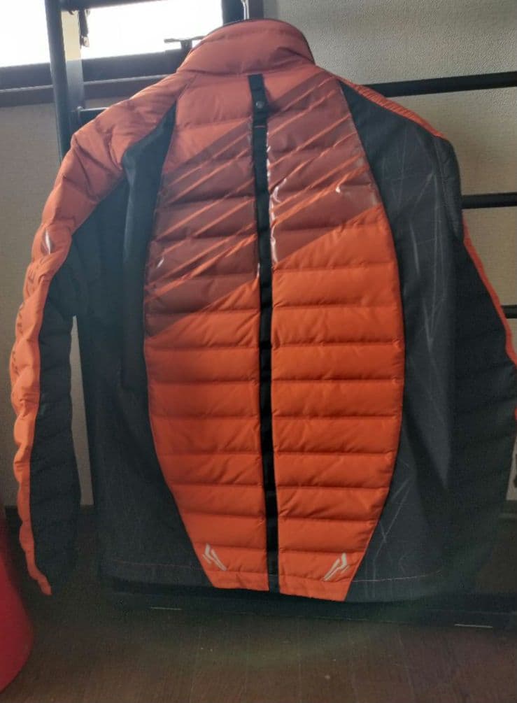 K-2825 ホワイトグースダウンジャケット LL オレンジ/黒（収納袋付）