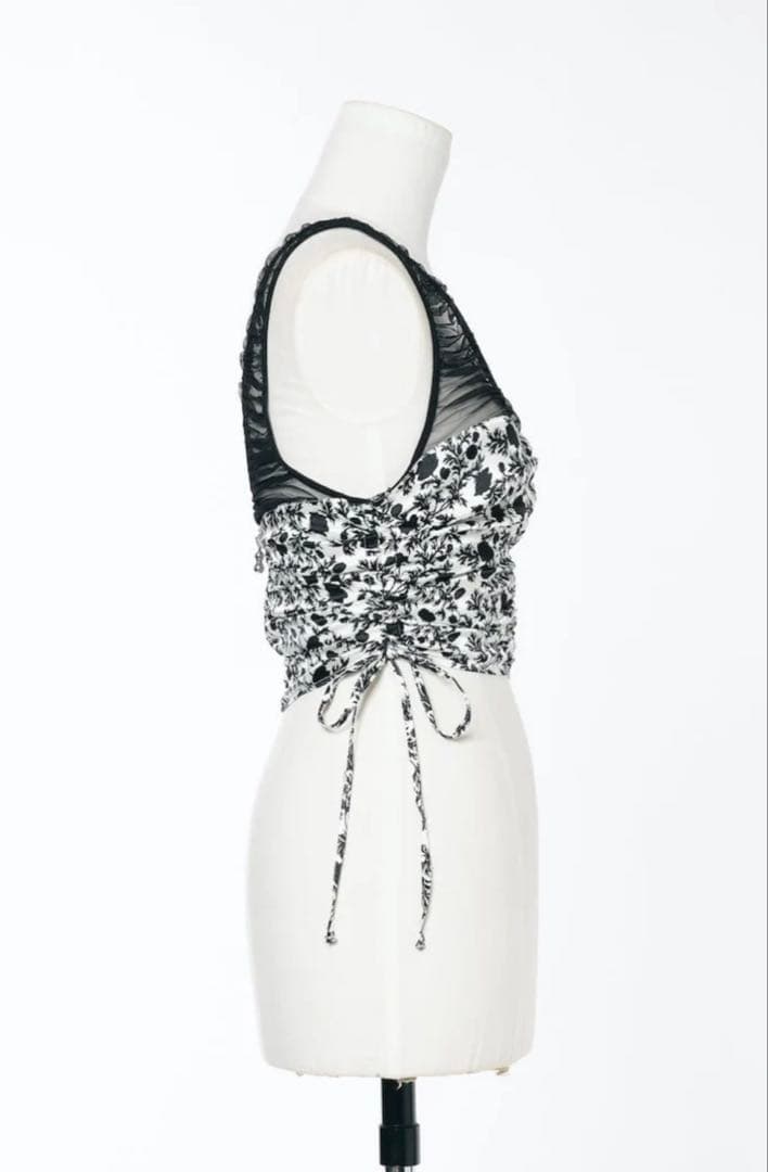 トップス FETICO FLOWER PRINT GATHERED TOP