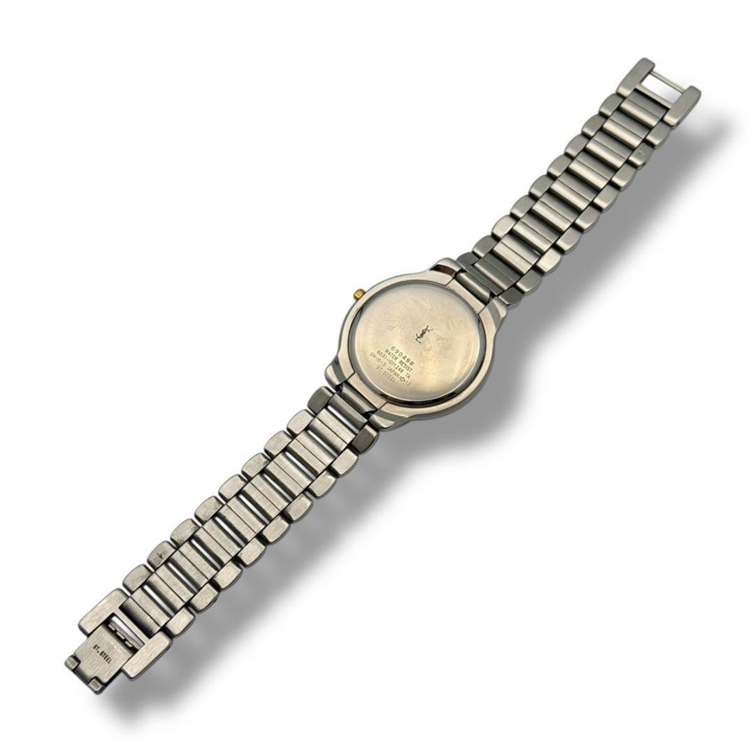 稼働 サンローラン 腕時計 ユニセックス クォーツ コンビ ラウンドフェイス