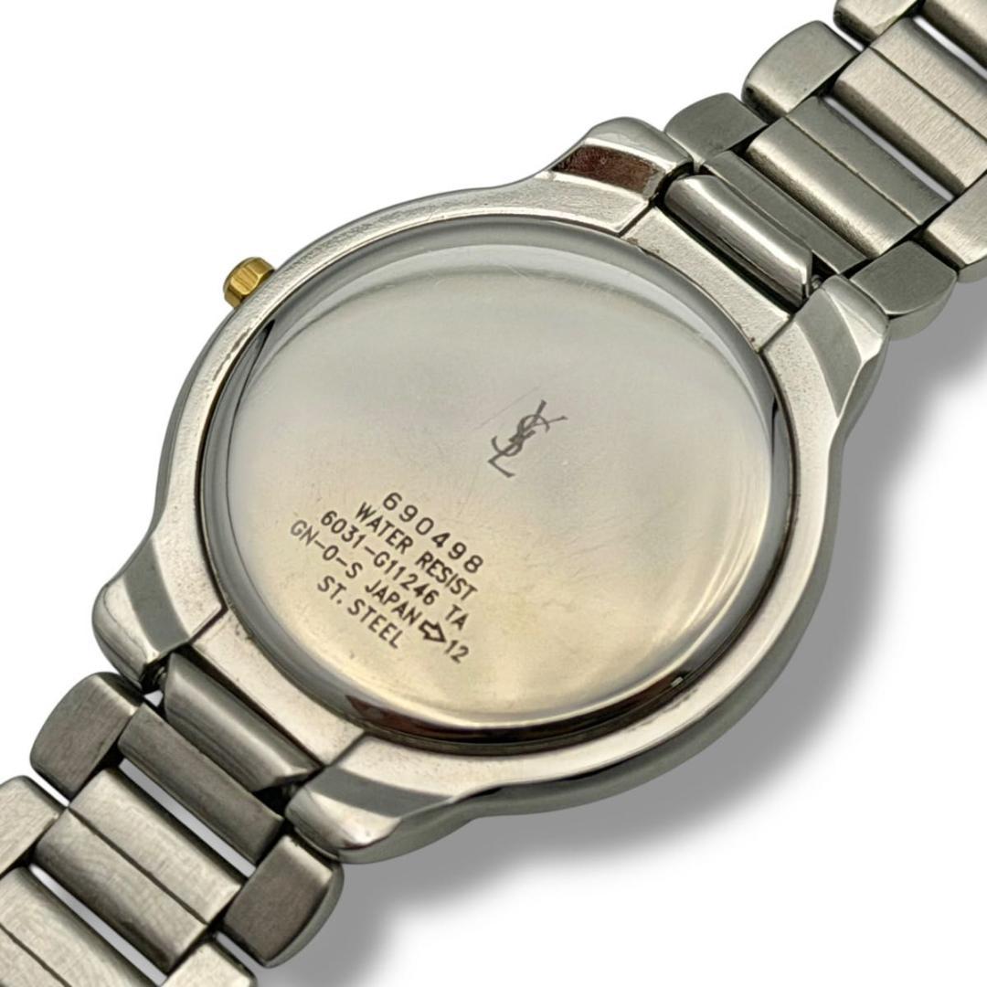 稼働 サンローラン 腕時計 ユニセックス クォーツ コンビ ラウンドフェイス