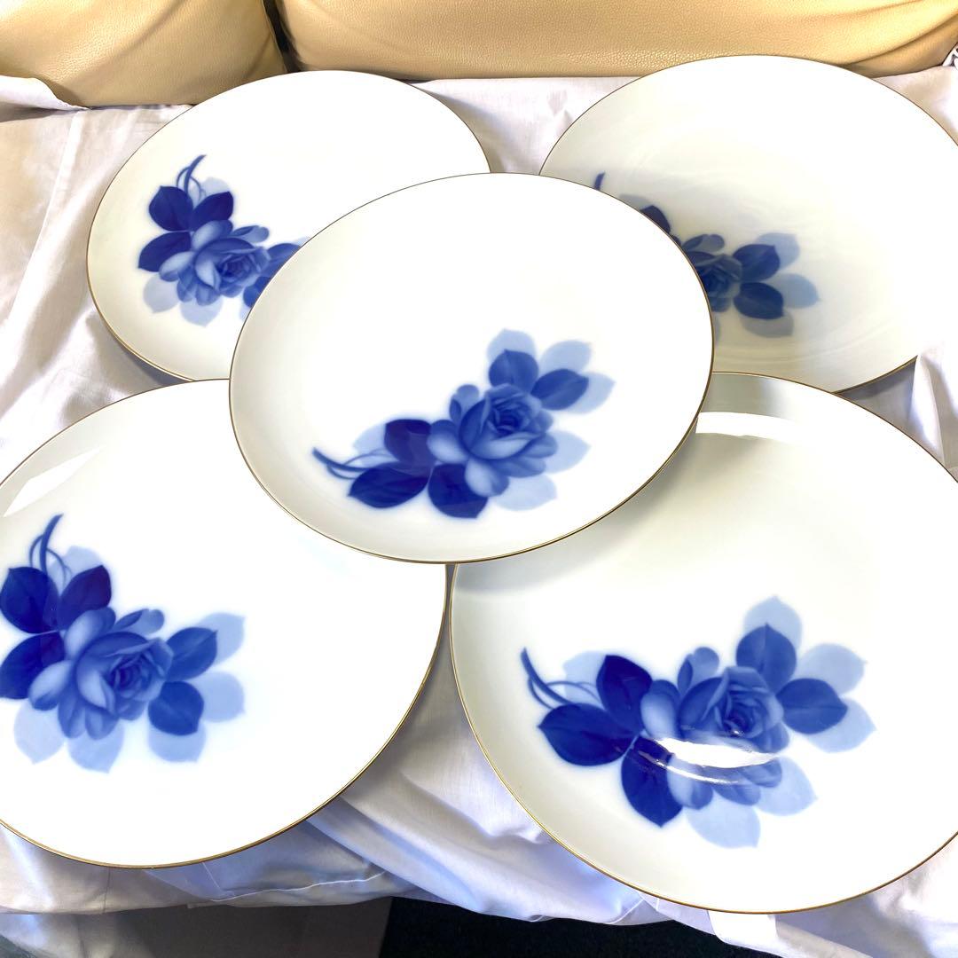 大倉陶園☆ブルーローズ☆ディナープレート☆ミート皿5枚☆日常に