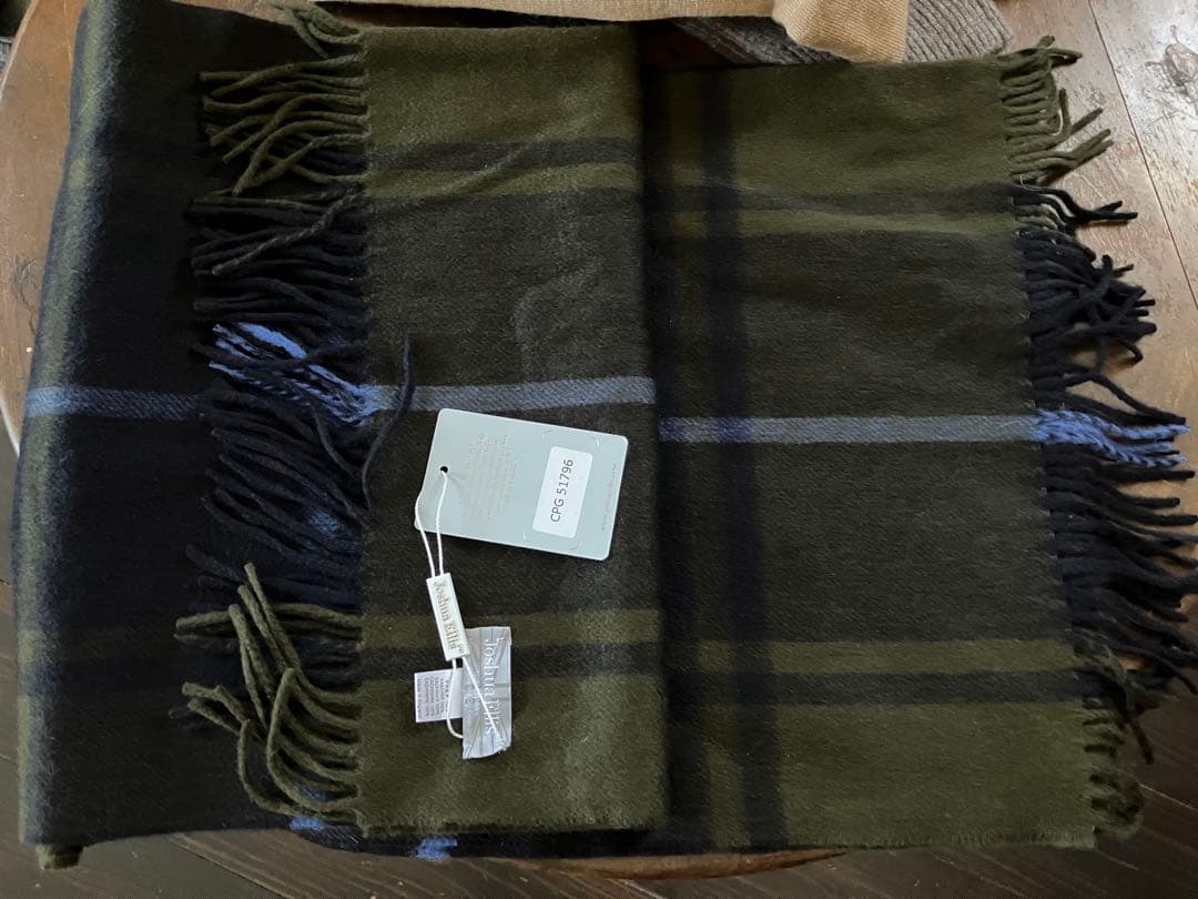 新品　Joshua Ellis カシミヤ100% チェック柄ストール