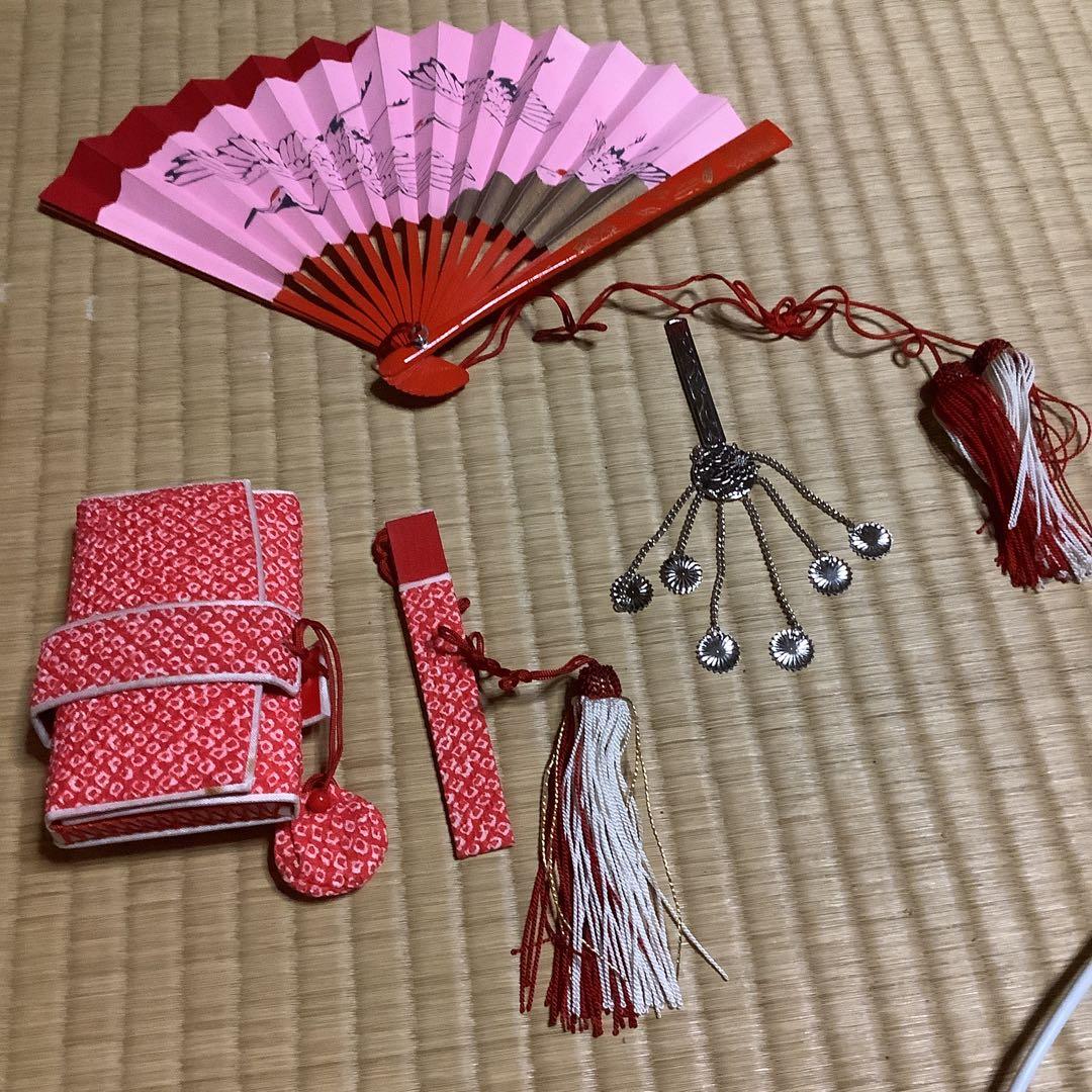 七五三七歳用フルセット　帯幅18センチ　草履21センチ絞りお守り付き