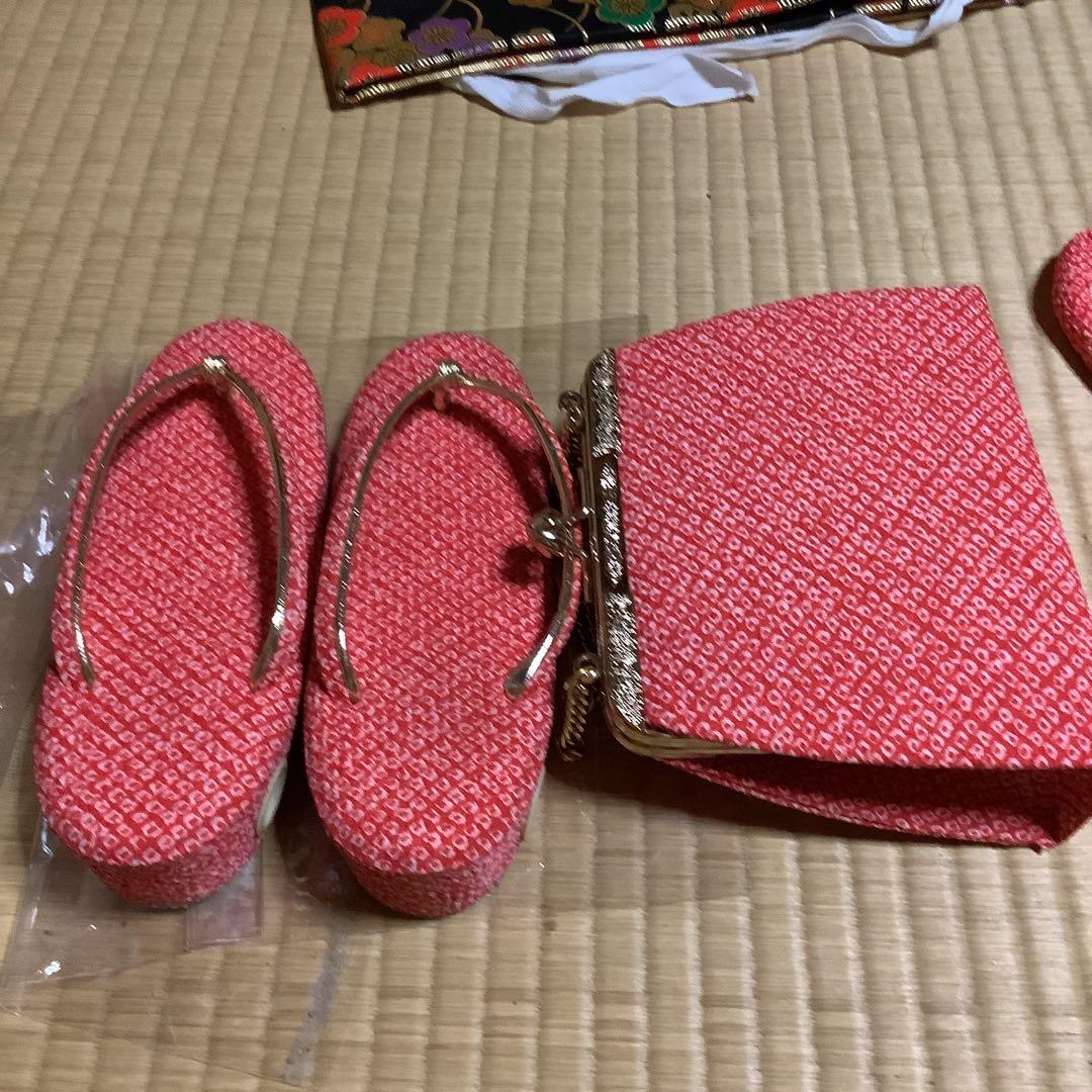 七五三七歳用フルセット　帯幅18センチ　草履21センチ絞りお守り付き