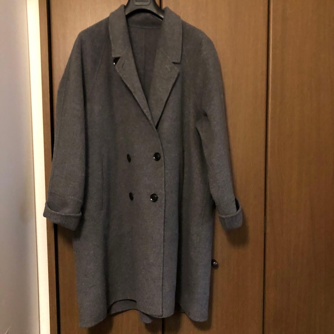 プラージュ　グレー ダブルブレスト ロングコート　38 美品