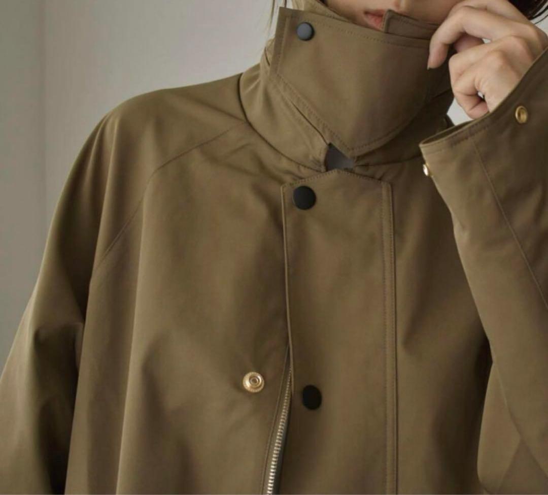 Lavish Gate撥水ステンカラーハーフコートコーディロイ襟ブラックFREE