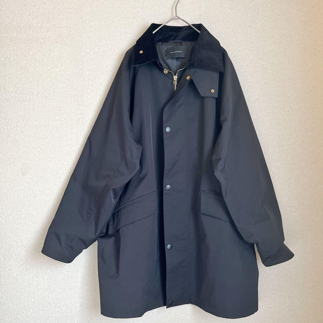 Lavish Gate撥水ステンカラーハーフコートコーディロイ襟ブラックFREE