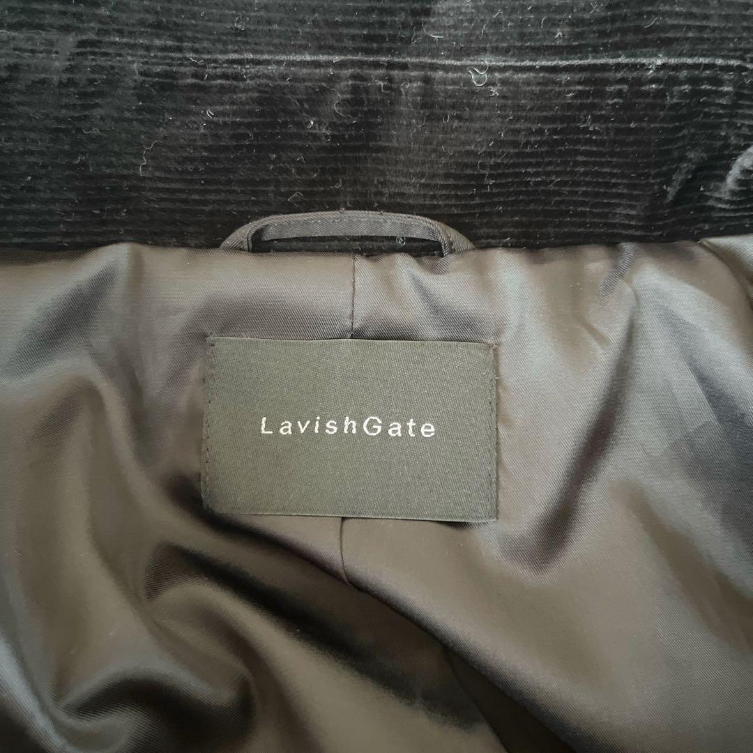 Lavish Gate撥水ステンカラーハーフコートコーディロイ襟ブラックFREE