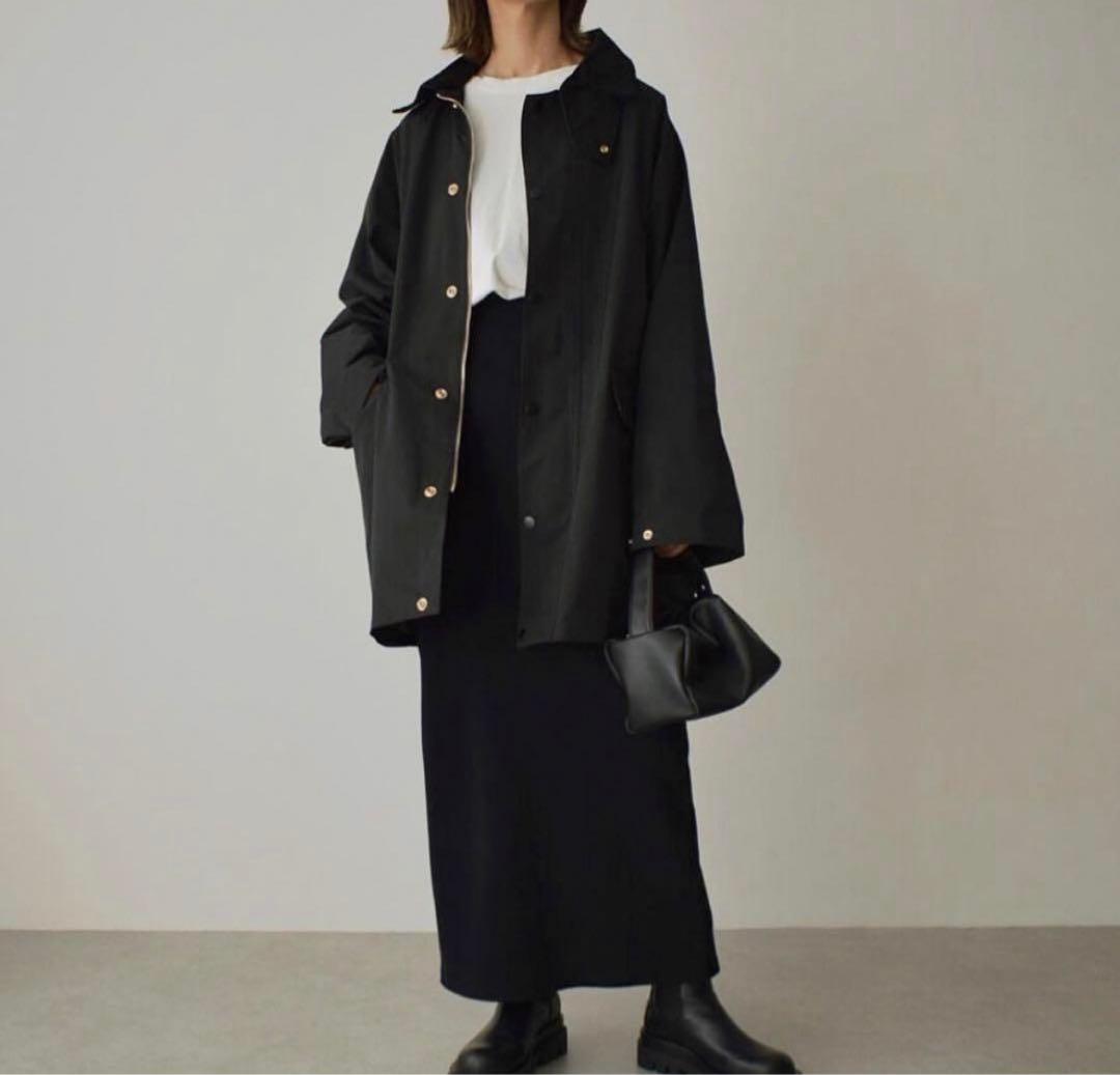 Lavish Gate撥水ステンカラーハーフコートコーディロイ襟ブラックFREE