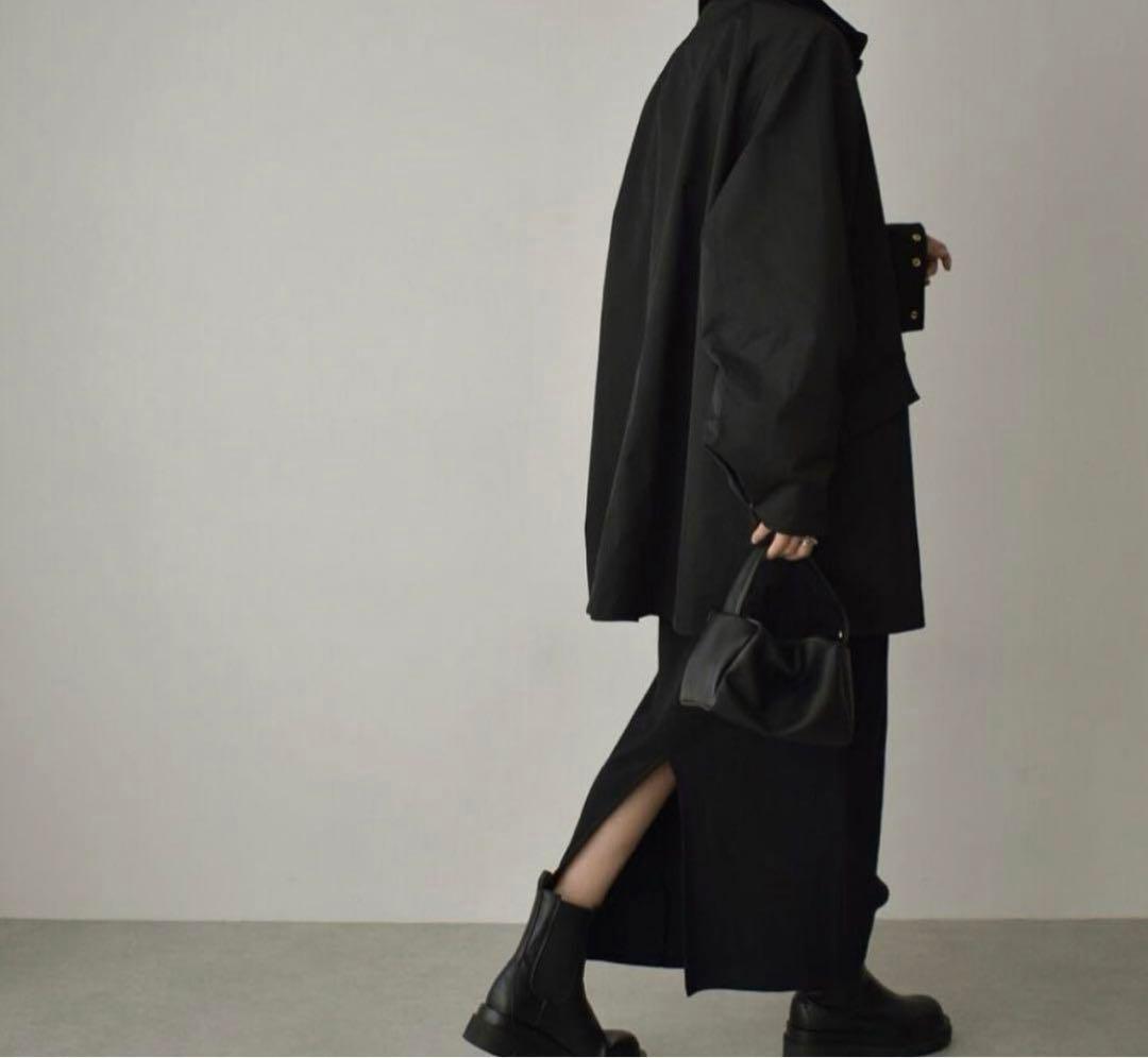 Lavish Gate撥水ステンカラーハーフコートコーディロイ襟ブラックFREE