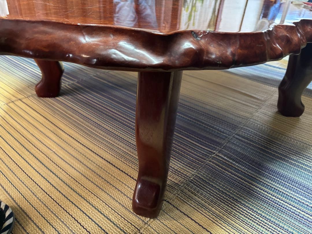 希少　花梨　 座卓 一枚板 高級テーブル　天然木製　光沢座卓　アンティーク