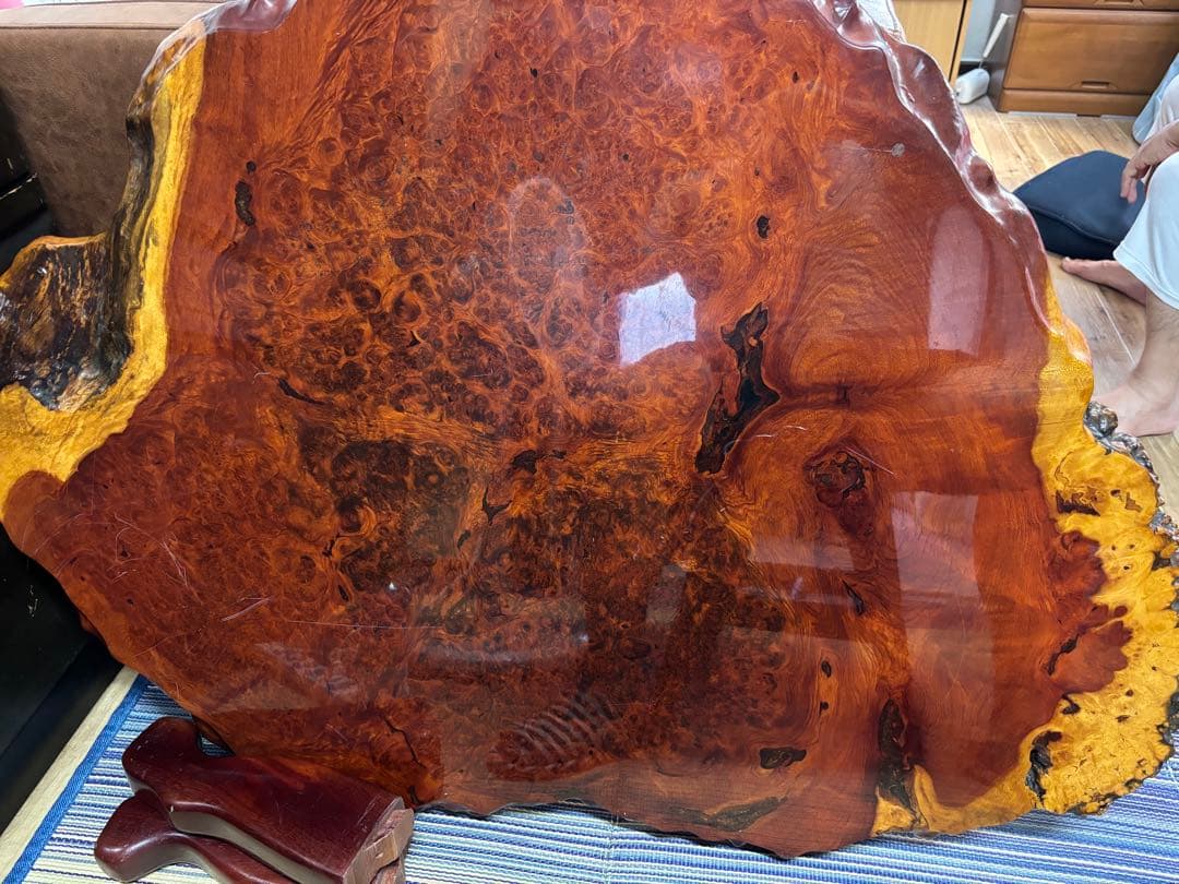 希少　花梨　 座卓 一枚板 高級テーブル　天然木製　光沢座卓　アンティーク