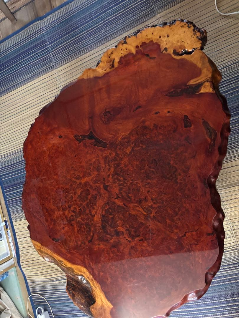 希少　花梨　 座卓 一枚板 高級テーブル　天然木製　光沢座卓　アンティーク