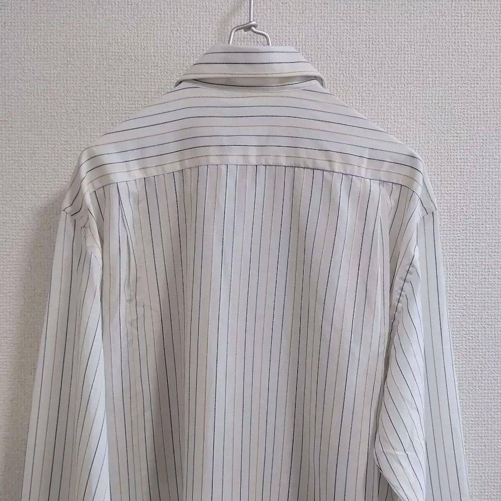 ロロピアーナ コットンリネン マルチストライプ 長袖シャツ ホリゾンタルカラー