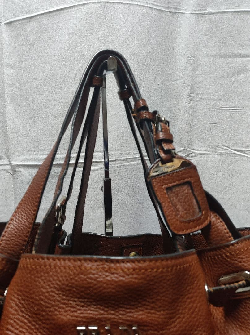 old PRADA ブラウン レザー ショルダーバッグ ハンドバッグ