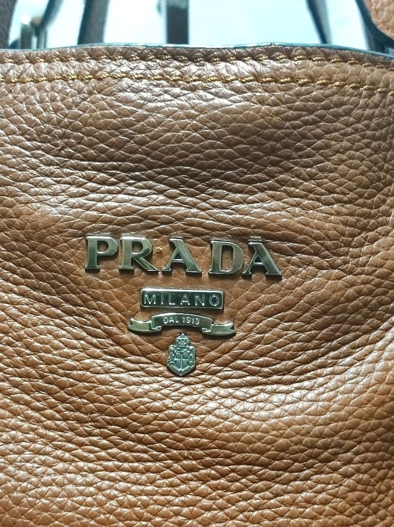 old PRADA ブラウン レザー ショルダーバッグ ハンドバッグ