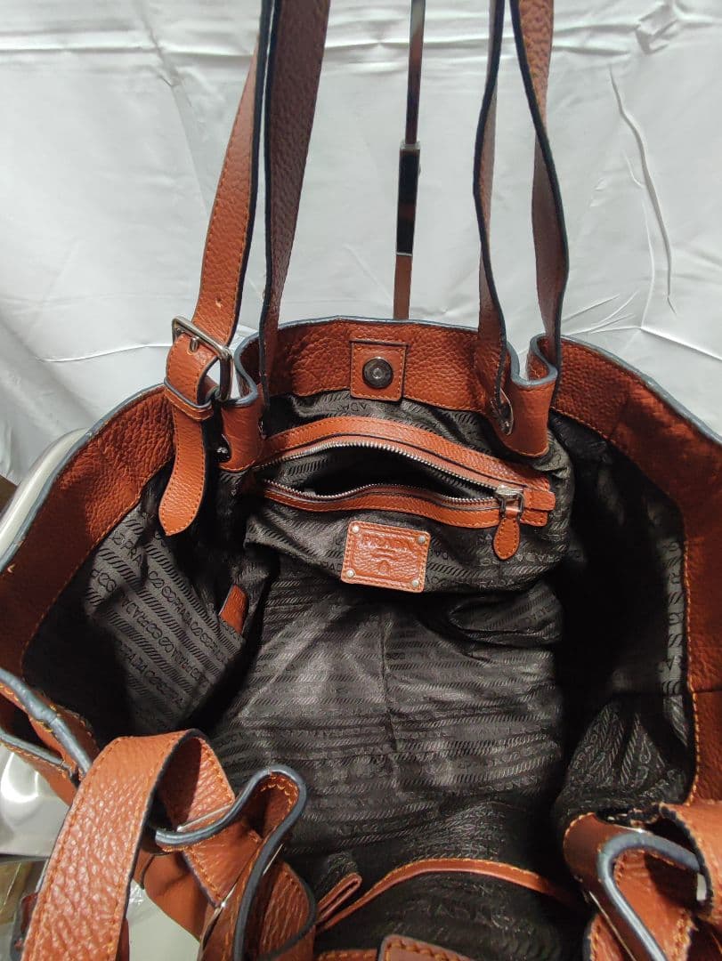 old PRADA ブラウン レザー ショルダーバッグ ハンドバッグ