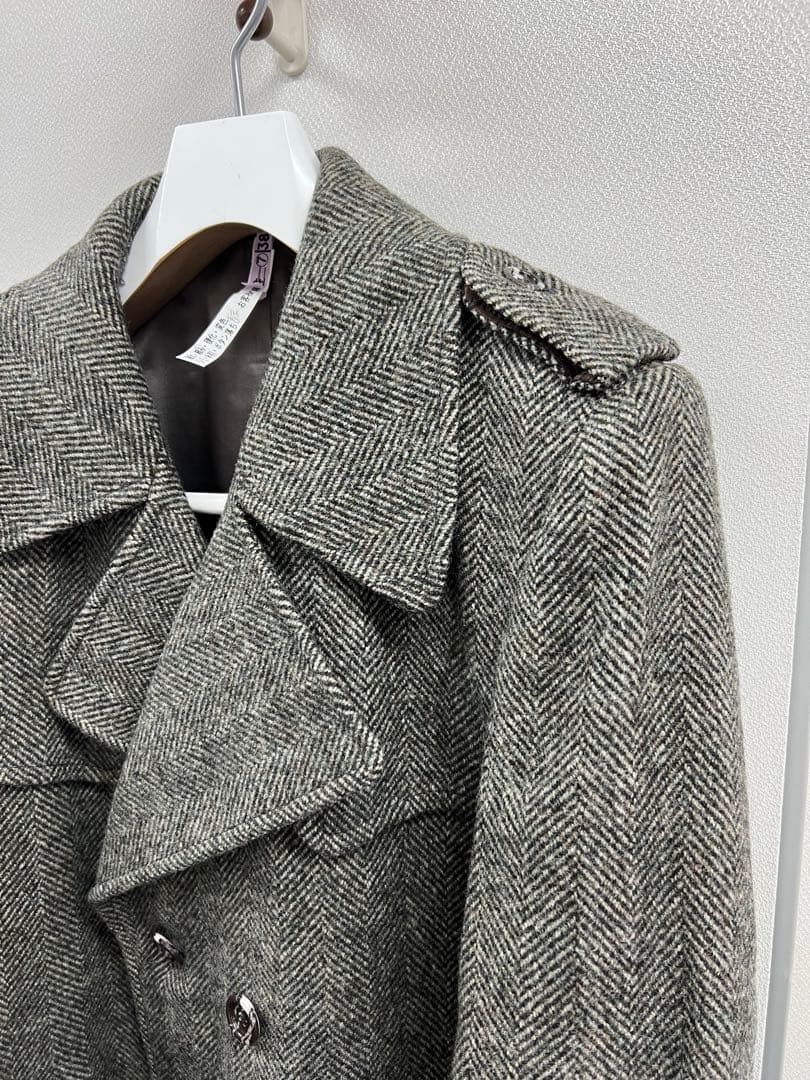 ◉イギリス　ヴィンテージ　80年代〜90年　ミックスウールコート　48サイズ