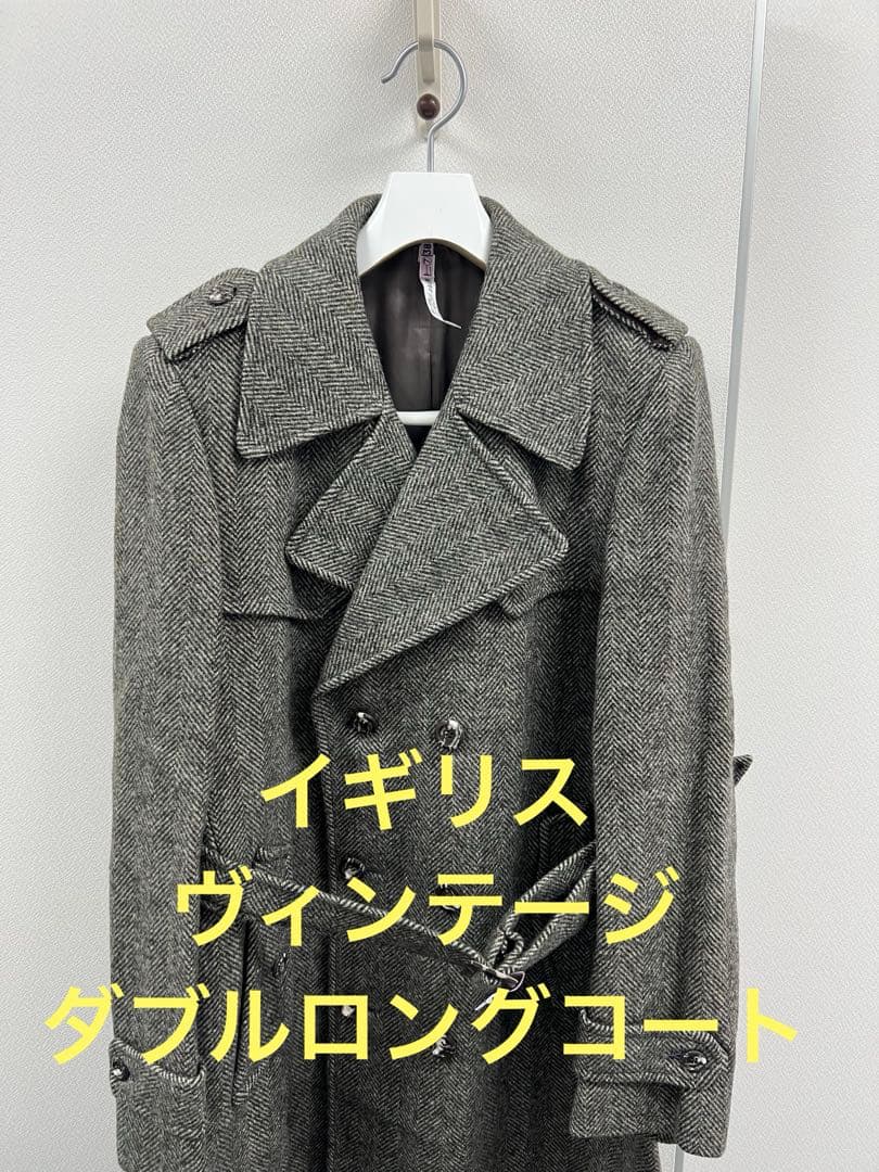◉イギリス　ヴィンテージ　80年代〜90年　ミックスウールコート　48サイズ