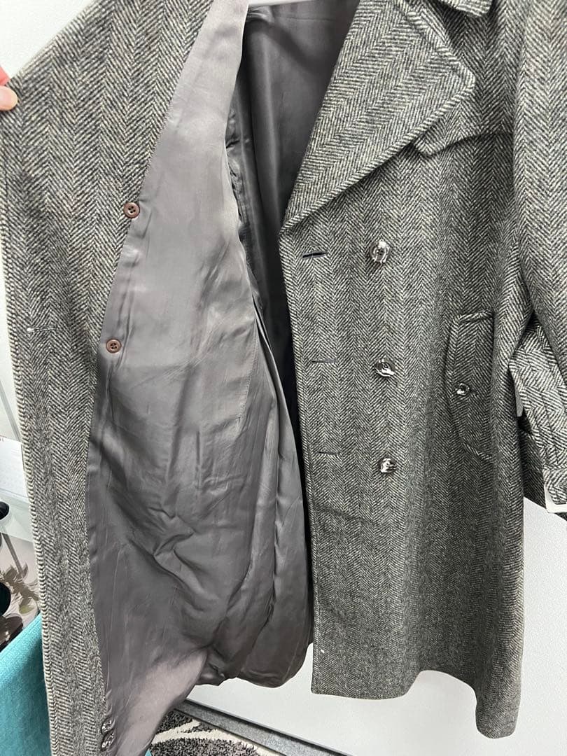 ◉イギリス　ヴィンテージ　80年代〜90年　ミックスウールコート　48サイズ