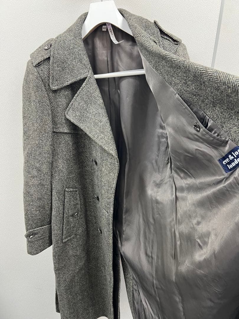 ◉イギリス　ヴィンテージ　80年代〜90年　ミックスウールコート　48サイズ