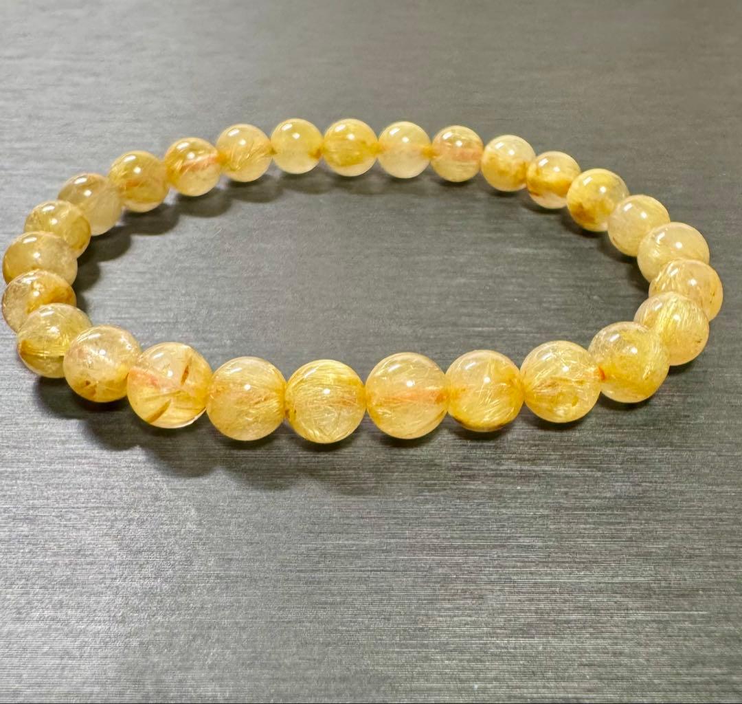 【ゴールドルチルクォーツ】金運上昇・集中力アップブレスレット 7mm 天然石